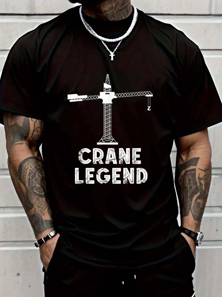100% Cotton Men Tshirt Crane O - đánh giá và giá Heavy Equipment Operations