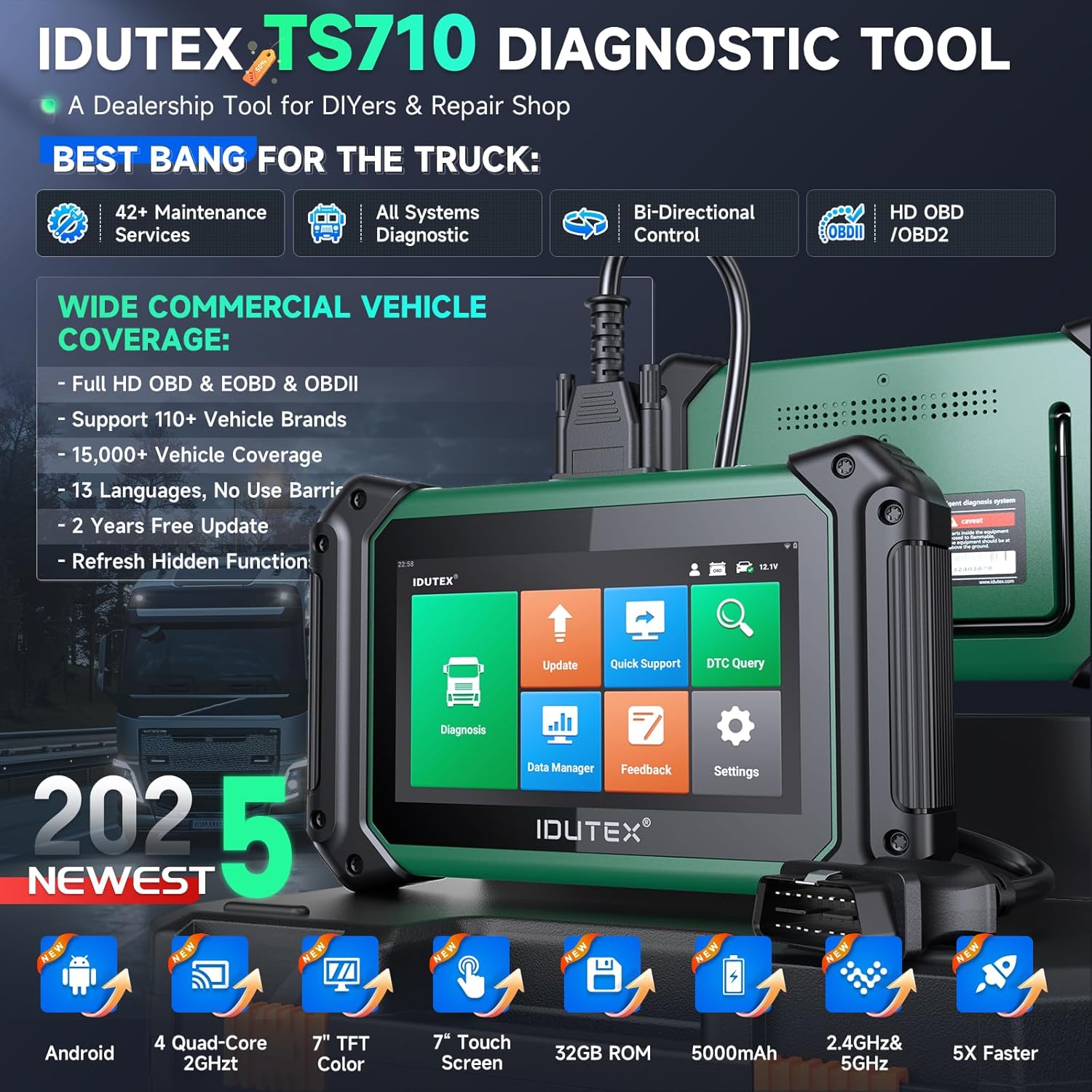 TS710 Heavy Duty Truck Scanner - đánh giá và giá Heavy Equipment Diagnostic Tool